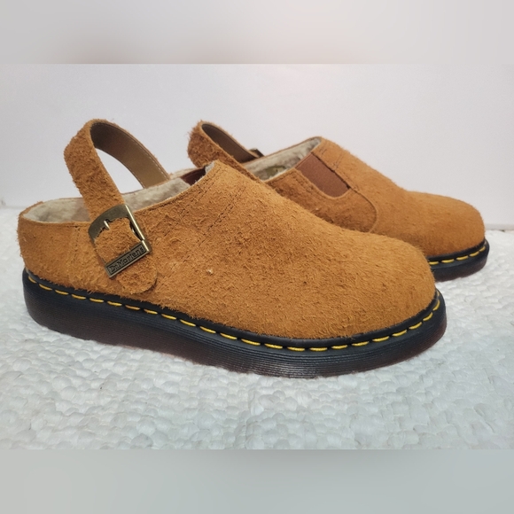 Nwob Dr. Martens Shearling Slingback Mules 10 Brown - Picture 1 of 7